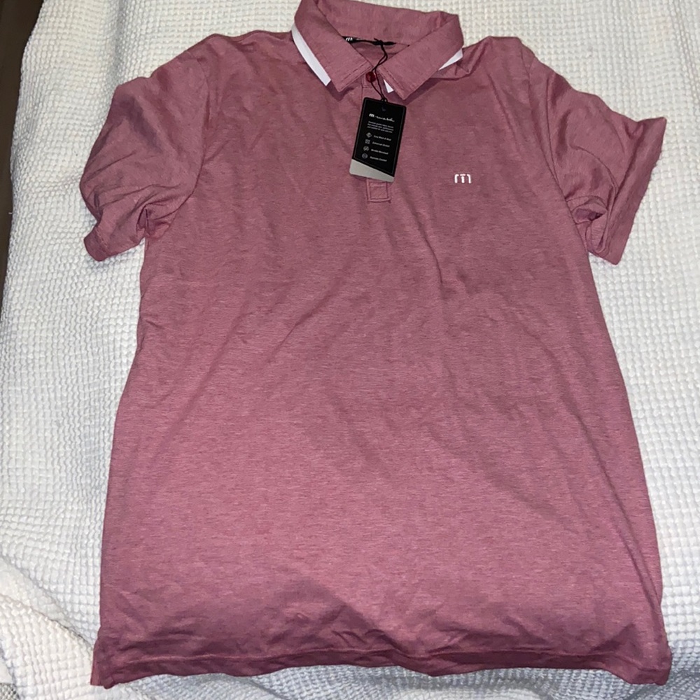 Large red Travis Mathew golf polo